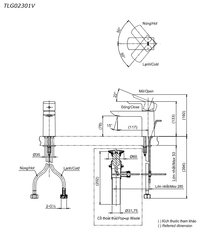 Vòi lavabo nóng lạnh GR TOTO TLG02301V - 10