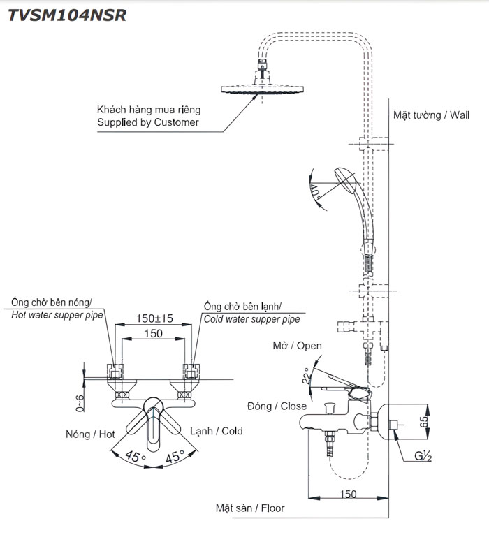 Sen cây tắm đứng nóng lạnh TOTO DM907CS TVSM104NSR - 10