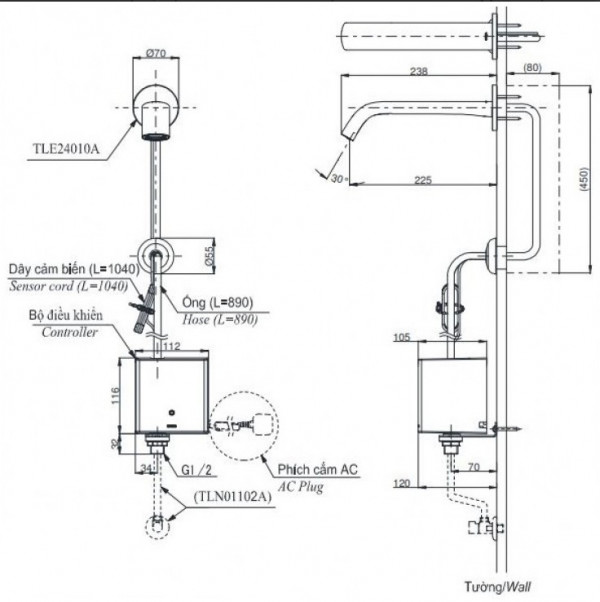 Vòi lavabo cảm ứng TOTO TLE24010A - 2