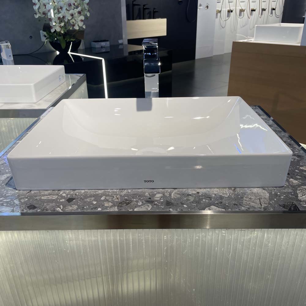 Chậu lavabo đặt bàn TOTO LT4715G19#XW (LT4715G19XW) trắng bóng vành mỏng Linear Ceram - 6