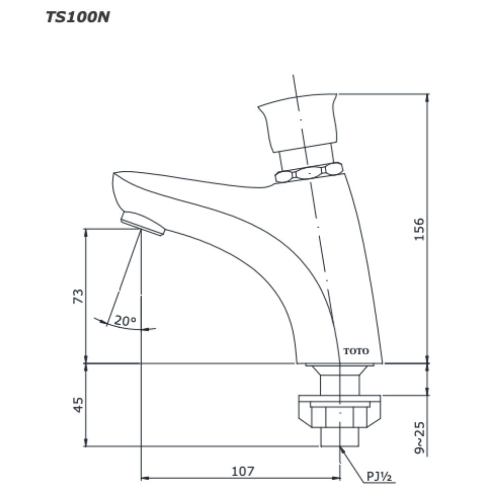 Vòi lavabo lạnh TOTO TS100N - 2