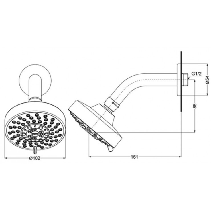 Bát sen tắm gắn tường TOTO TBW01013B (5 chế độ, tròn, 102mm)