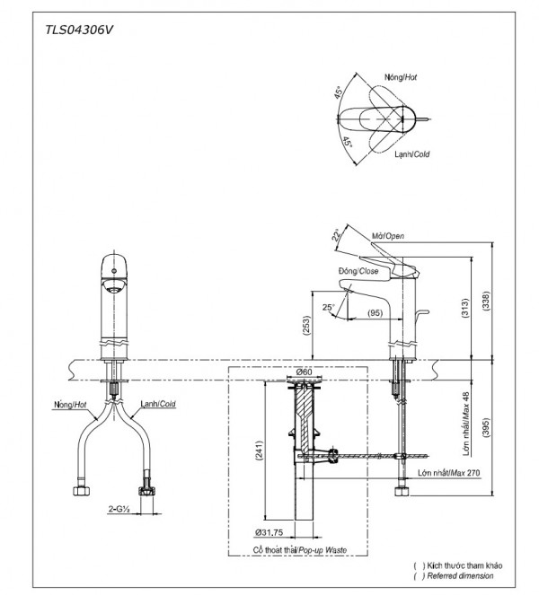 Vòi lavabo nóng lạnh LF TOTO TLS04306V - 10