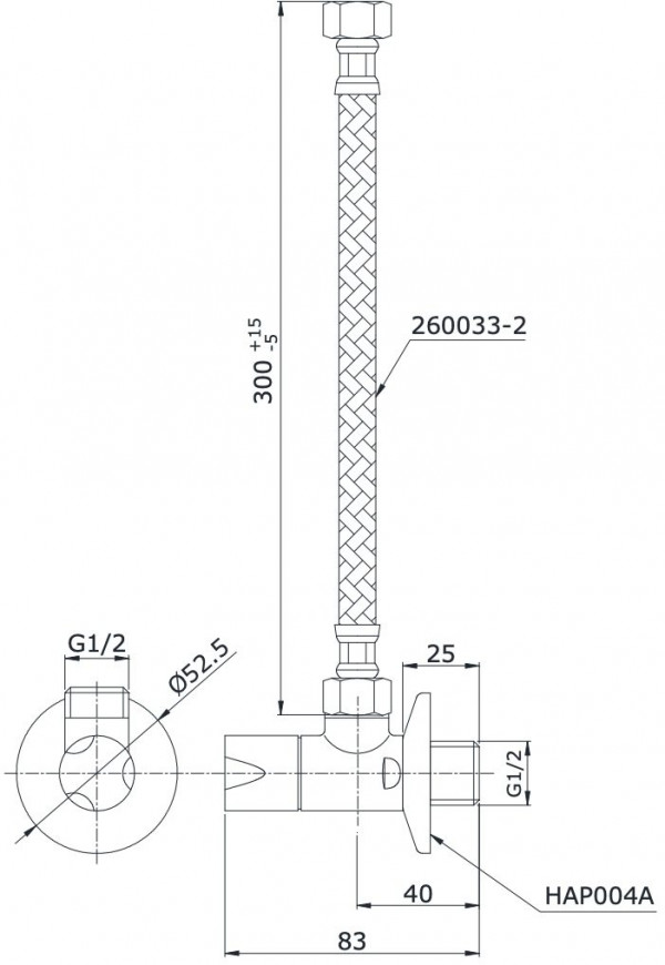 Van khóa kèm dây cấp nước TOTO HAP004A-F - 2