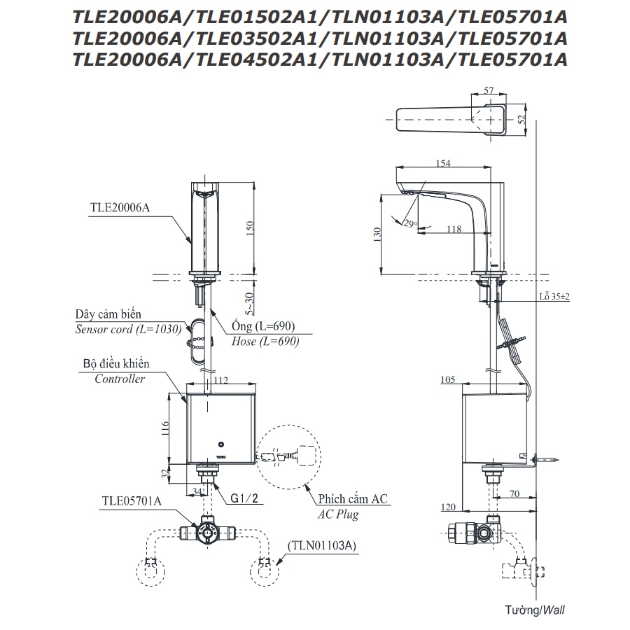 Vòi lavabo cảm ứng TOTO TLE20006A - 13