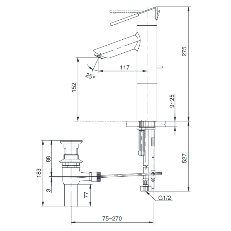 Vòi lavabo nóng lạnh Grand A TOTO TS240AX - 2