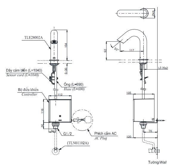 Vòi lavabo cảm ứng TOTO TLE28002A - 7