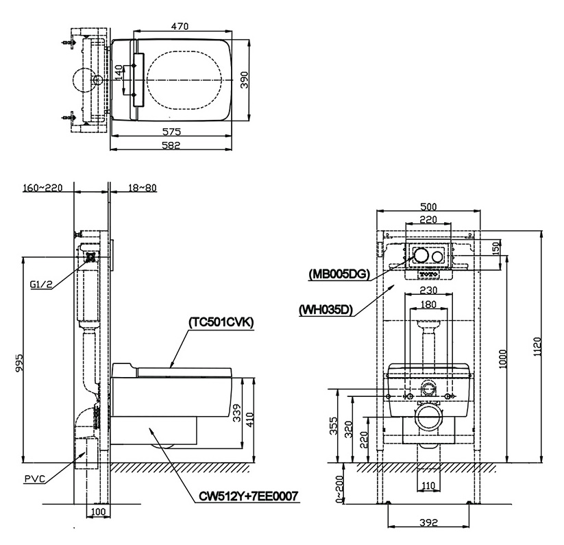 Bồn cầu treo tường nắp điện tử TOTO CW512YR 7EE0007 TCF403EA
