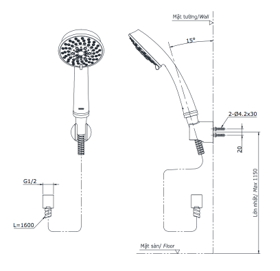 Bộ sen cây nóng lạnh TOTO TBW01001BA TBS04302V TBW03002B