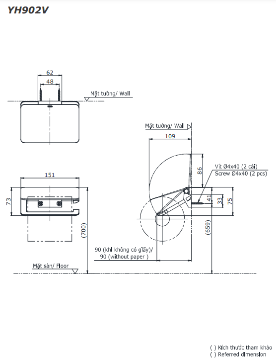 Lô giấy vệ sinh TOTO YH902V