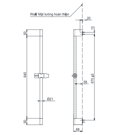 Thanh trượt sen tắm TOTO TBW07019A (740 mm) - 9
