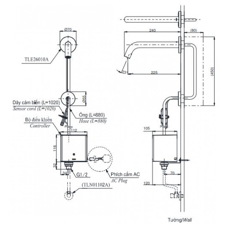 Vòi lavabo cảm ứng TOTO TLE26010A