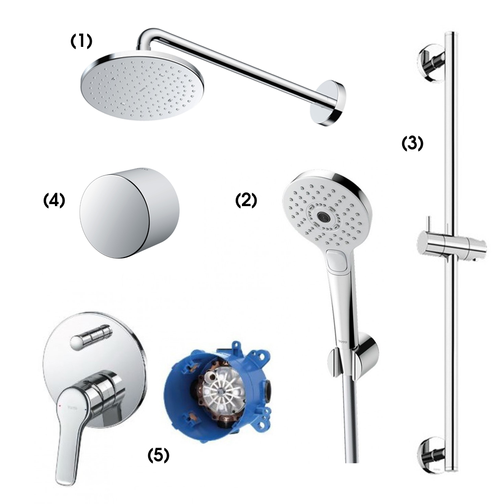 Set sen tắm âm tường 2 đường nước nóng lạnh TOTO TBW07001A TBW01010A