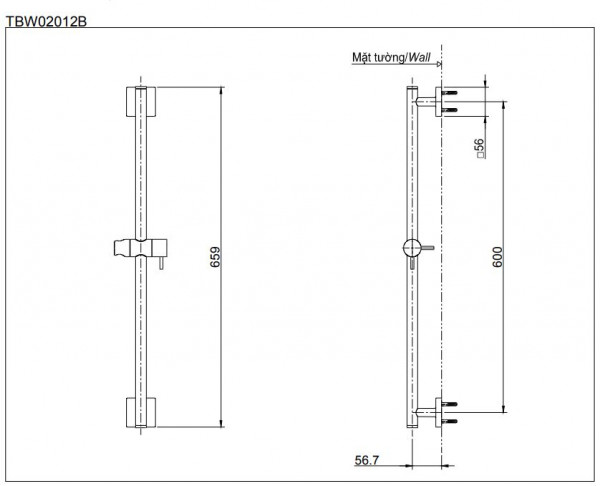 Set sen tắm âm tường 3 đường nước nhiệt độ TOTO GLOBAL FITTINGS TBW02004A - 13