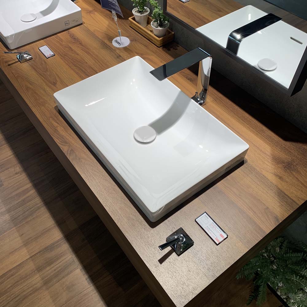 Chậu lavabo đặt bàn TOTO LT4716G17#XW (LT4716G17XW) trắng bóng vành mỏng Linear Ceram - 7