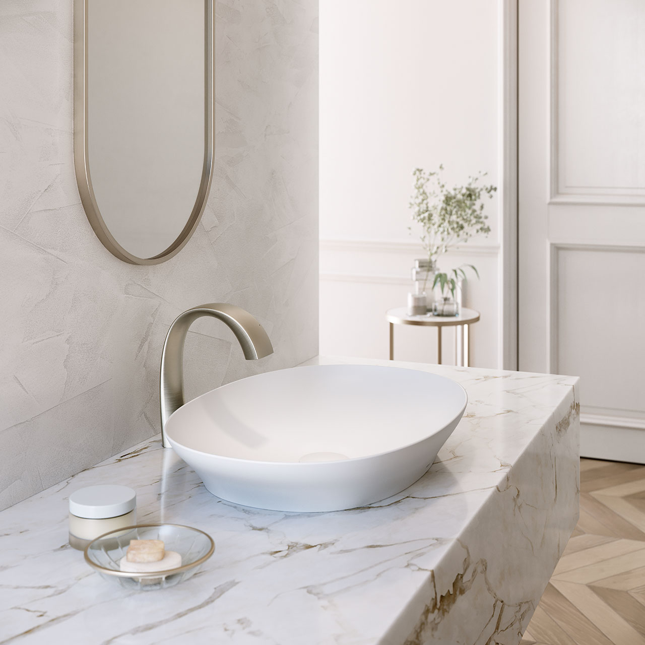 Chậu lavabo đặt bàn TOTO LT4706#MW (LT4706MW) trắng mờ vành mỏng Linear Ceram - 3
