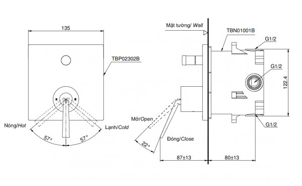 Van gật gù nóng lạnh ZL TOTO TBP02302B/TBN01001B - 2