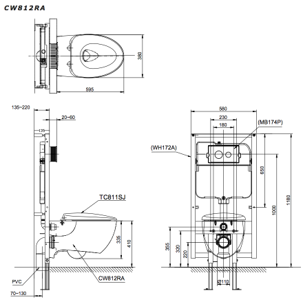 Bồn cầu treo tường LP điện tử S7 TOTO CW812RA TCF4911Z WH172A MB176GH - 5