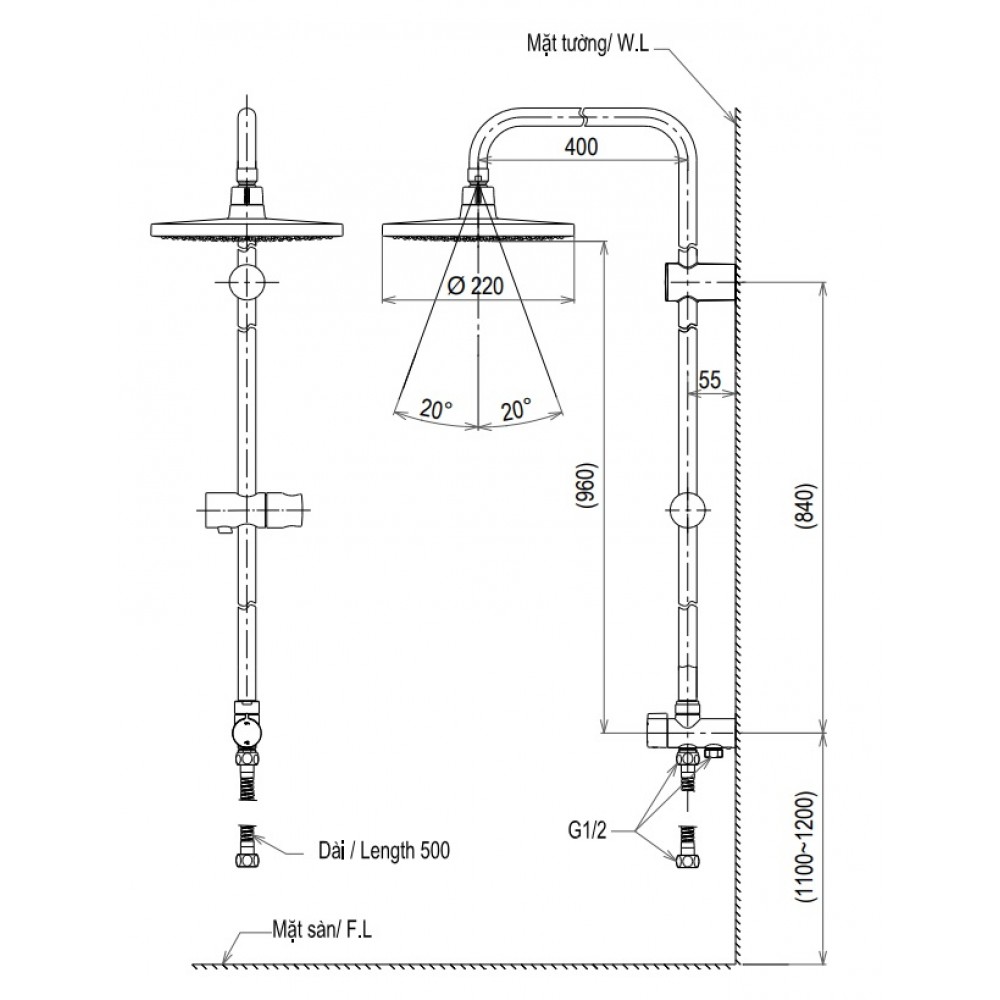 Bộ sen cây tắm nóng lạnh TOTO DM907CS TVSM107CRR DGH104ZR (bỏ mẫu TVSM107CRR)