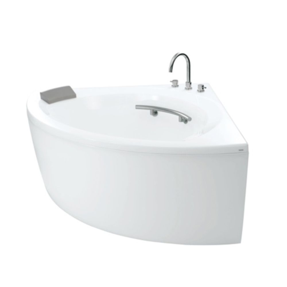 Bồn tắm yếm TOTO PPY1353-3HPE#P TVBF412 DB505R-2B ngọc trai 1m35 tay vịn đặt góc gồm bộ xả thải - 2