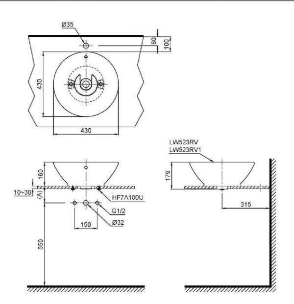 Chậu rửa lavabo đặt bàn TOTO LT523S - 11