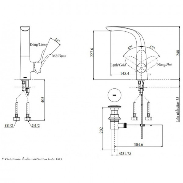Vòi lavabo nóng lạnh GO TOTO TLG01309BB (TLG01309B) - 3