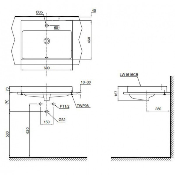 Chậu rửa lavabo đặt bàn TOTO L1616C - 3