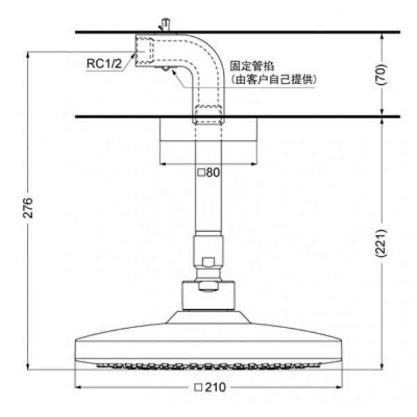 Bát sen tắm gắn trần TOTO TBW02003B1A (vuông, 210mm) - 3