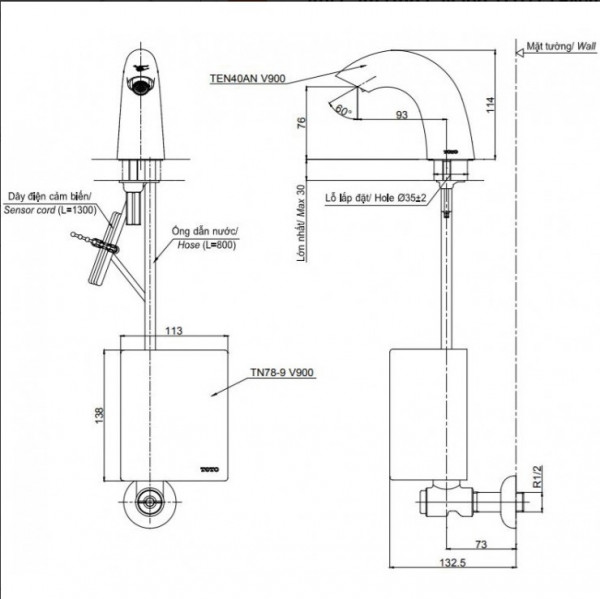 Vòi lavabo cảm ứng TOTO TEN40ANV900 TN78-9V900 - 2