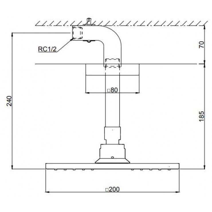 Bát sen tắm gắn trần TOTO DBX115-1CAM (DBX1151CAM) (vuông, 200mm)