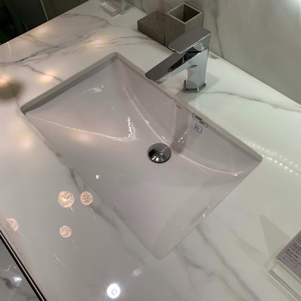 Chậu rửa mặt lavabo âm bàn TOTO LW1536V#XW TL516GV kèm giá đỡ - 9