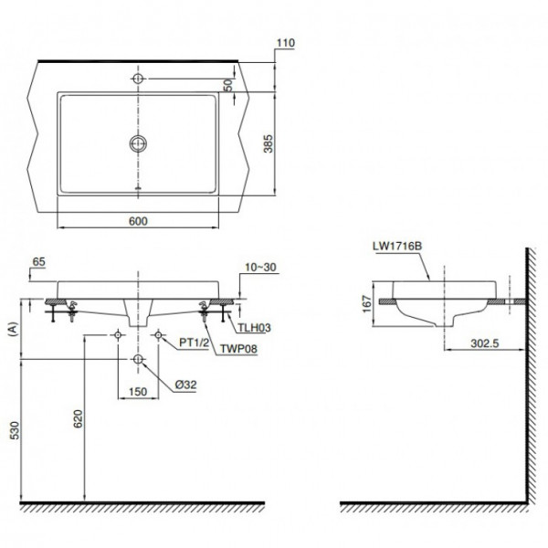 Chậu rửa lavabo đặt bàn TOTO L1716 - 6