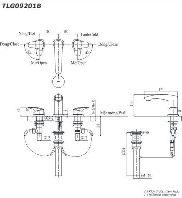 Vòi lavabo nóng lạnh GM TOTO TLG09201BA - 2
