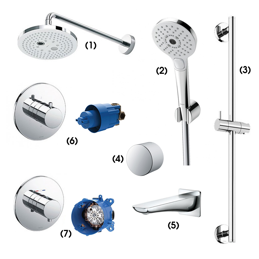 Set sen tắm âm tường 3 đường nước nhiệt độ TOTO TBW01004A