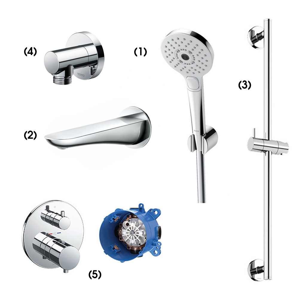 Set sen tắm âm tường 2 đường nước nhiệt độ TOTO TBW01010A TBG01001B