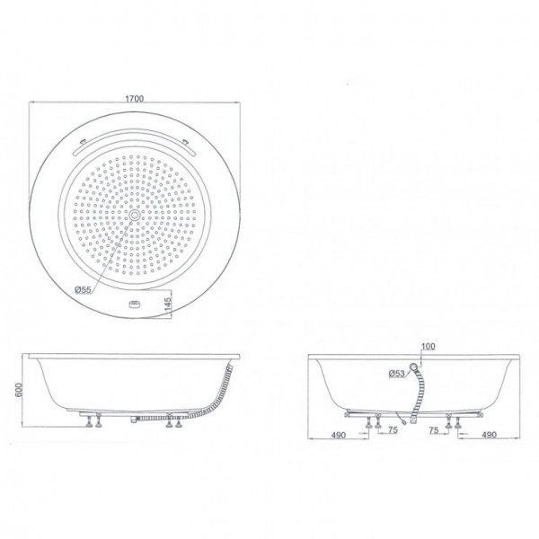 Bồn tắm TOTO PPY1720HPTE#P ngọc trai 1m7 tay vịn - 2