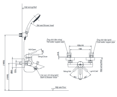 Bộ sen cây nóng lạnh TOTO TBW01001BA TBS01302V TBW01008A