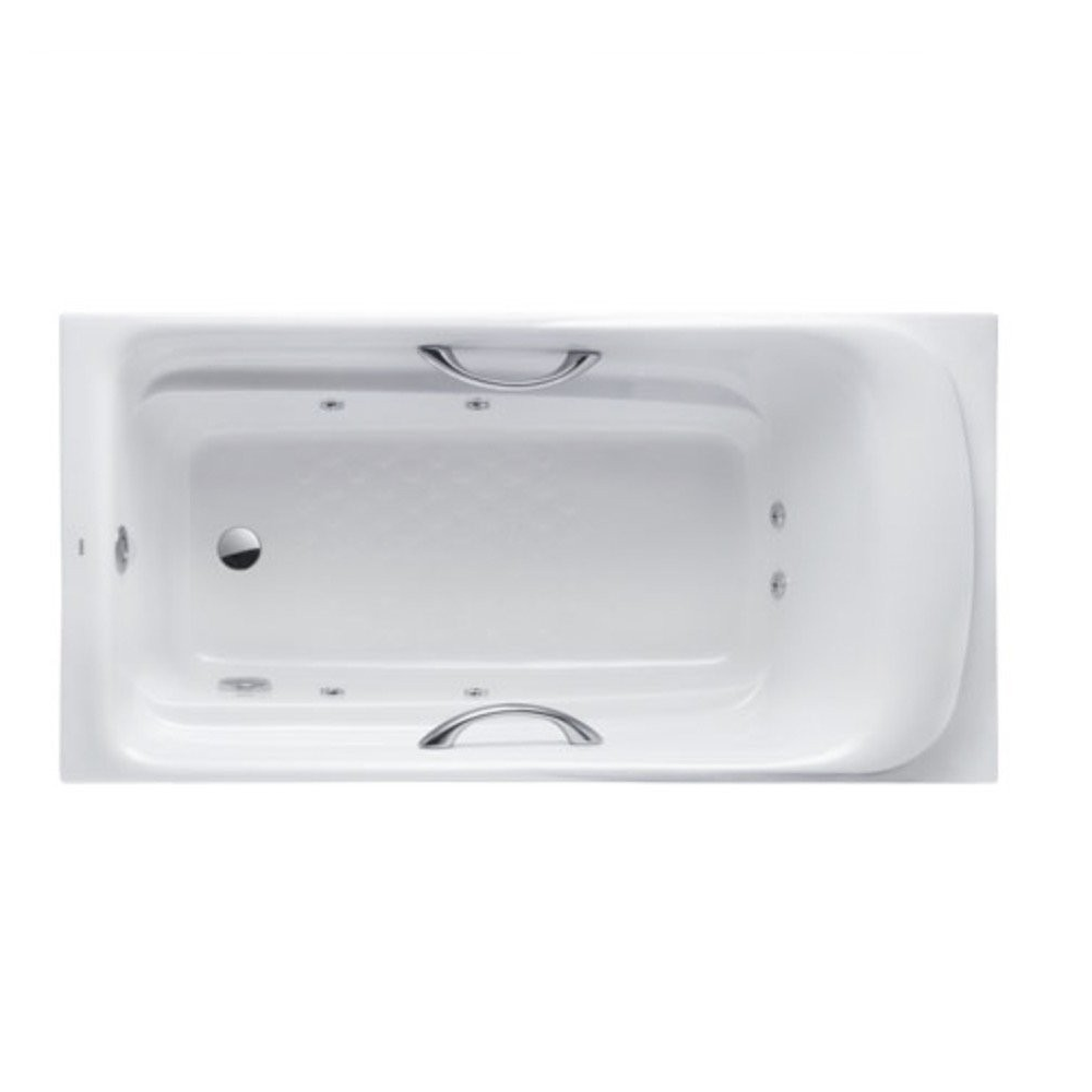 Bồn tắm massage TOTO PPYK1760ZRHPE#P DB501R-2B ngọc trai 1m7 tay vịn gồm bộ xả nhấn