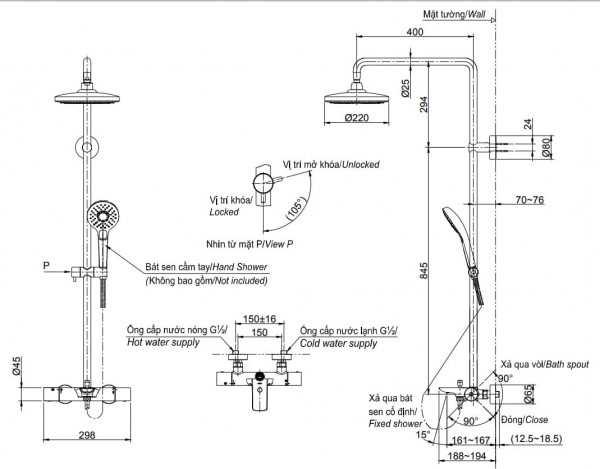 Bộ sen cây nóng lạnh TOTO TBW01001BA TBS01302V TBW01008A - 2