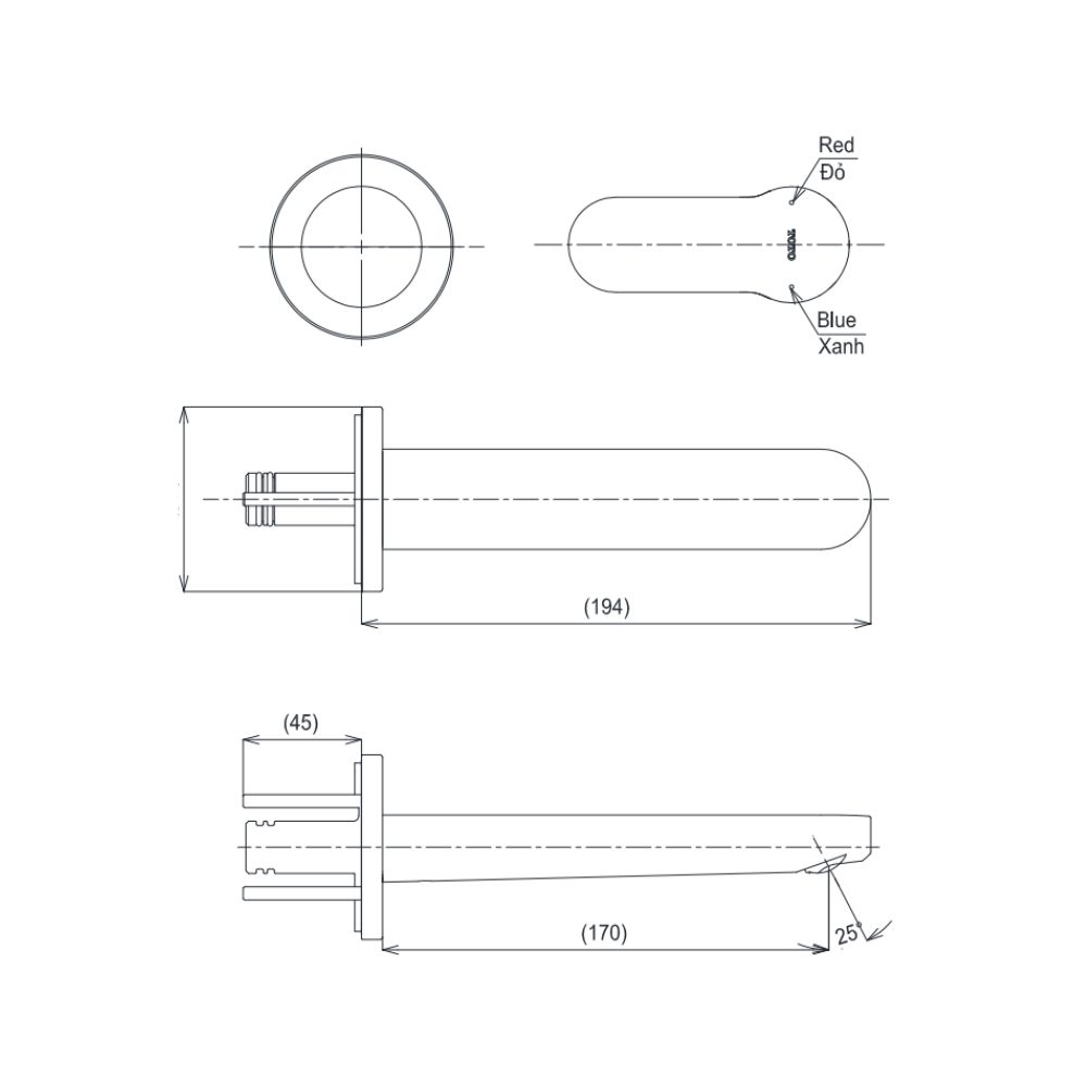 Vòi lavabo nóng lạnh gắn tường LH TOTO TLS06307A kèm van âm TLS01309B1 - 2
