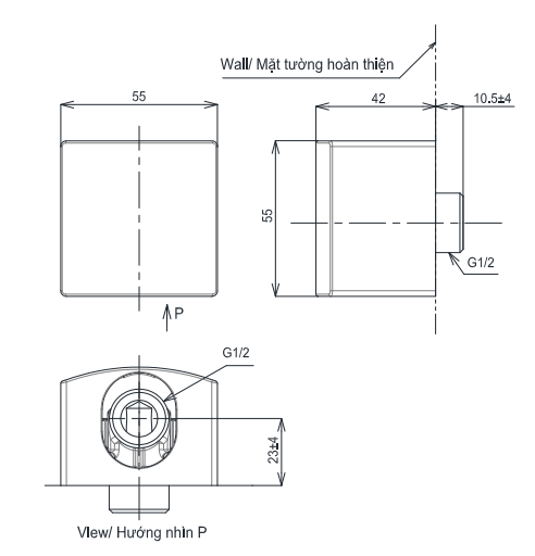 Cút nối tường TOTO TBW08009A dòng G dáng vuông - 7