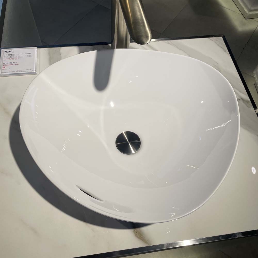Chậu lavabo đặt bàn TOTO LT4704G19#XW (LT4704G19XW) trắng bóng vành mỏng Linear Ceram - 5