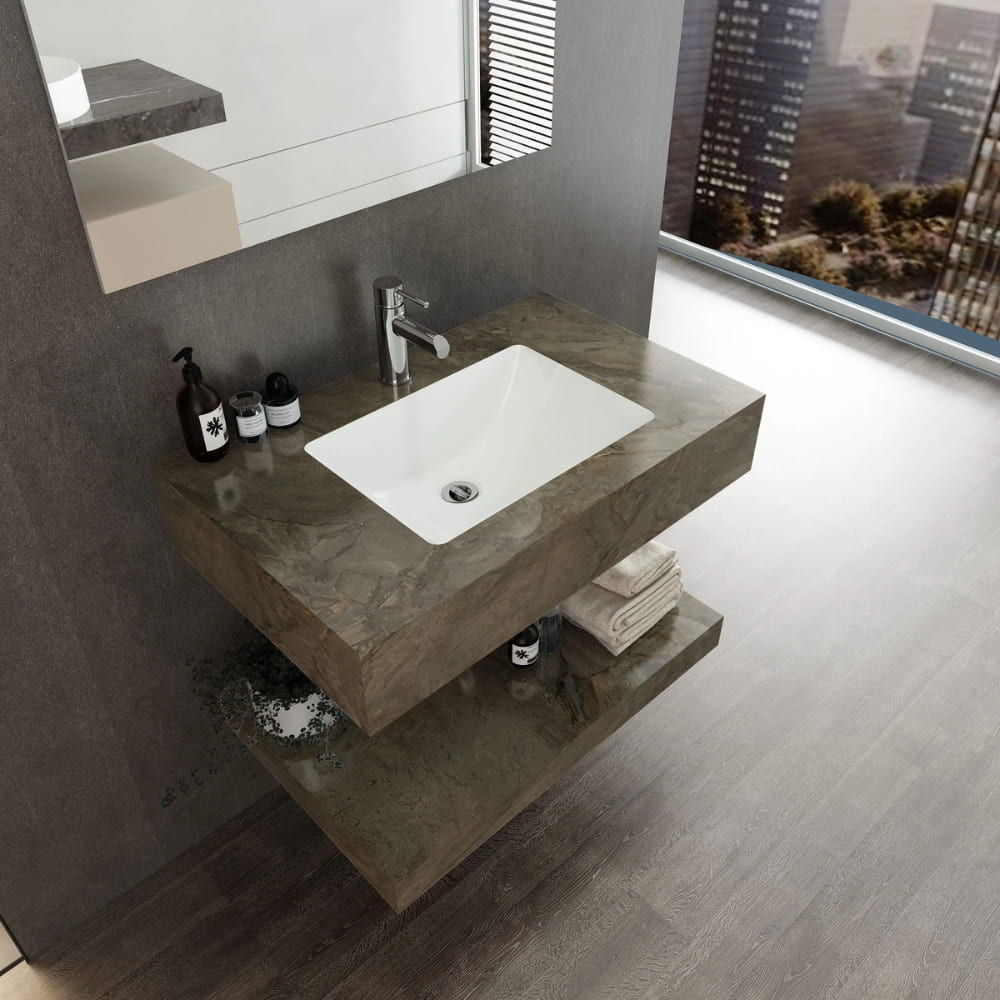 Chậu lavabo âm bàn đá 2 tầng Viglacera US10-9GP05 - 5