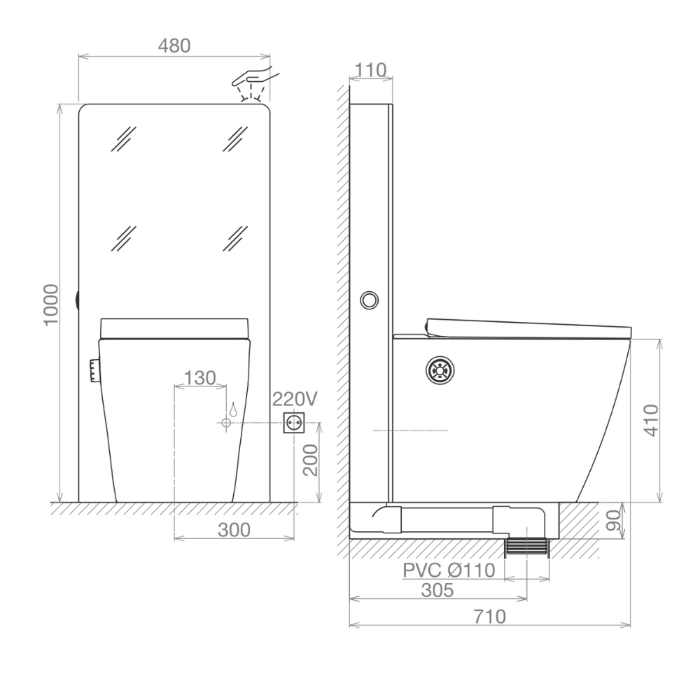 Bồn cầu treo tường nắp điện tử G-Smart Viglacera Platinum P.16.320-W - 2