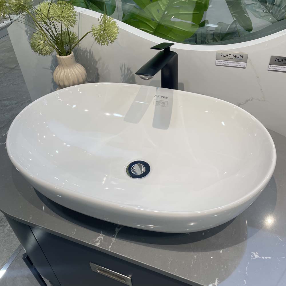 Chậu lavabo đặt bàn Viglacera Platinum P.23.350 - 7