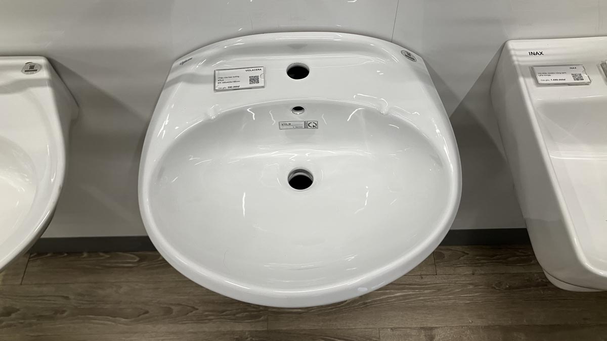 Chậu lavabo treo tường chân lửng Viglacera VTL3+VI5 - 6