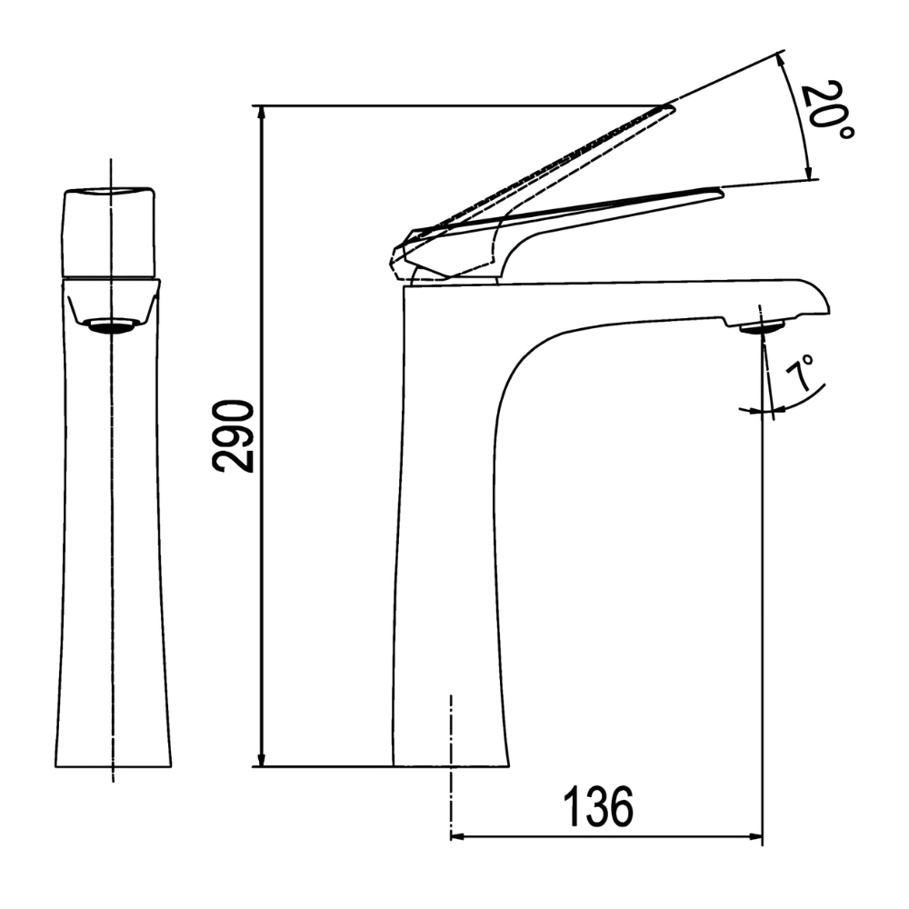 Vòi chậu lavabo nóng lạnh Viglacera Platinum P.52.356 - 3
