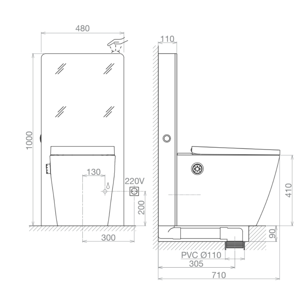 Bồn cầu đặt sàn nắp điện tử G-Smart Viglacera Platinum P.16.321-W - 13
