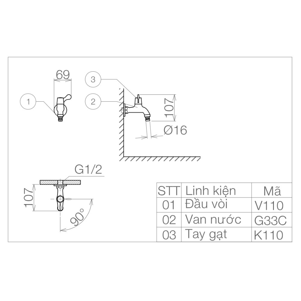 Vòi Nước Lạnh Viglacera VG110 - 2