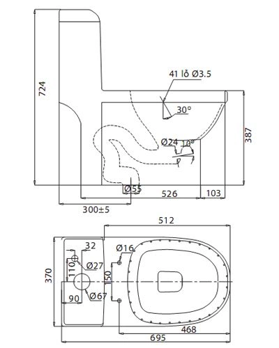 Bồn cầu 1 khối Viglacera V41 nắp êm - 2
